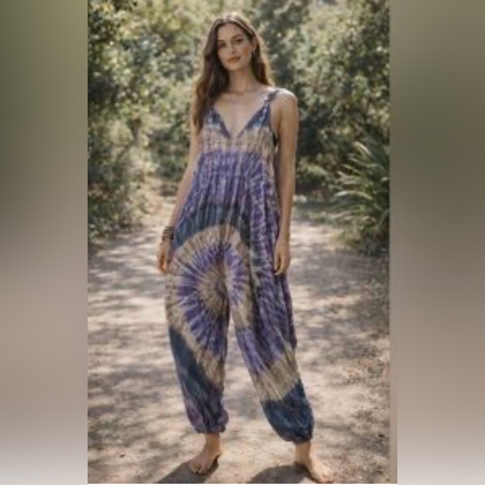 Kathmandu Imports Boho Tie Dye Jumpsuit Romper Harem Pants Festival‎ Hippie NWT